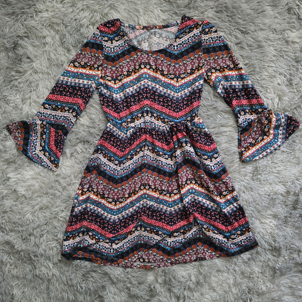 Star Ride Colorful Chevron Dress